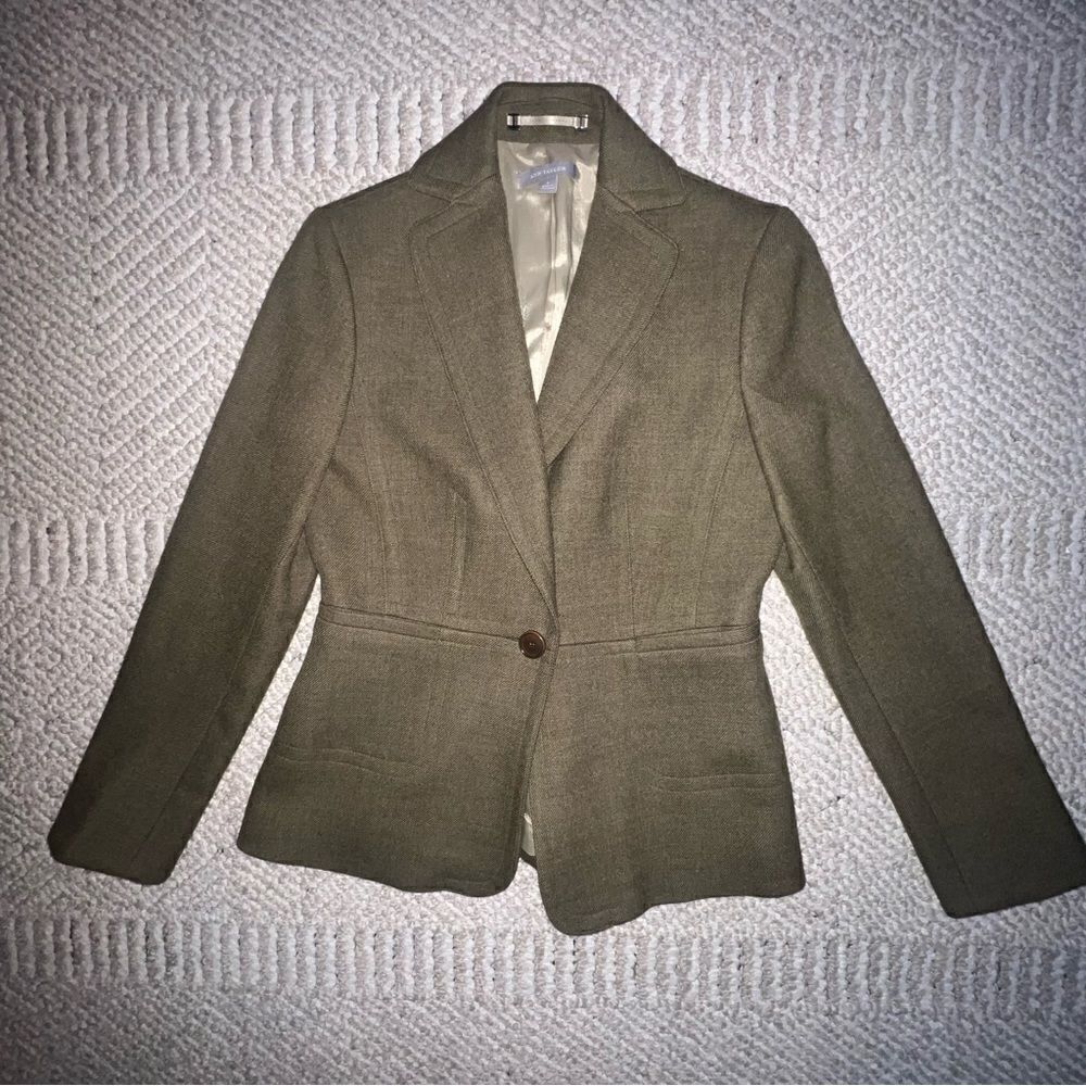 Ann Taylor Olive Green Wool Blazer - Sz 2 - Picture 8 of 16